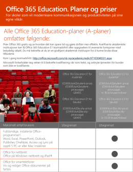 Office 365 Education. Planer og priser