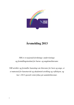 NBIs Årsmelding 2013 - Norsk barnebokinstitutt