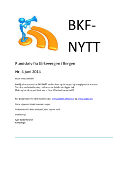 BKF-nytt juni-2014 - Bergen kirkelige fellesråd