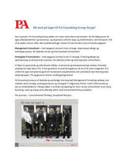 Bli med på laget til PA Consulting Group Norge!