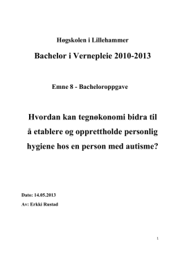 Bachelor i Vernepleie 2010-2013 Hvordan kan tegnøkonomi bidra til