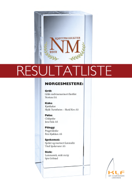 Resultater NM i Kjøttprodukter 2012 - Kjøtt