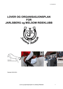 LOVER OG ORGANISASJONSPLAN FOR JARLSBERG