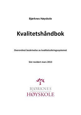 Kvalitetshåndbok ved Bjørknes Høyskole(2 5 5kb)
