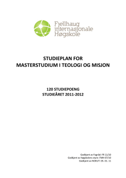 Studieplan MTM 2011–2012 - Fjellhaug Internasjonale Høgskole