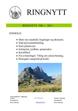 Ringnytt nr 1 2011 - Norsk Landbruksrådgiving Lofoten