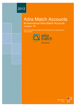 User manual Adra Match Accounts 13