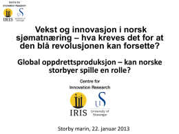 Vekst og innovasjon i norsk sjømatnæring – hva