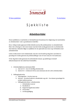 Sjekkliste - arbeidsavtale - Advokatfirmaet Strandenæs