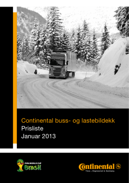 Continental buss- og lastebildekk Prisliste Januar 2013