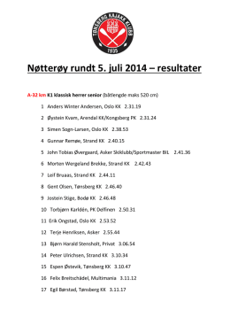 Nøtterøy rundt 5. juli 2014 – resultater