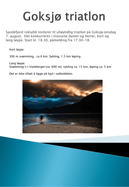 Goksjø triatlon - Sandefjord Roklubb