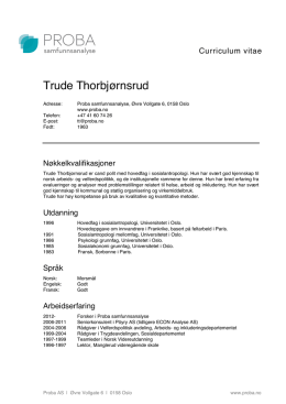 CV Trude Thorbjørnsrud - Proba samfunnsanalyse