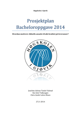 Prosjektplan Bacheloroppgave 2014