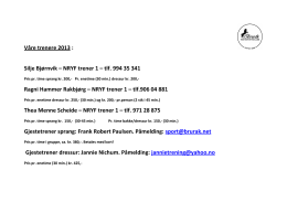 Våre trenere 2013 : Silje Bjørnvik – NRYF trener 1 – tlf. 994 35 341