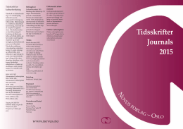 Tidsskrifter Journals 2015 - Norsk Lingvistisk Tidsskrift