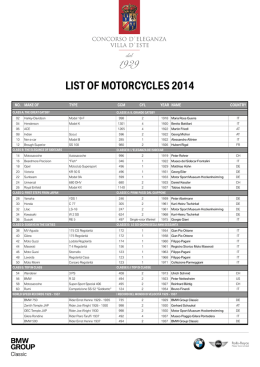 LIST OF MOTORCYCLES 2014 - Concorso d`Eleganza Villa d`Este