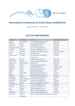 International Conference on Arctic Ocean Acidification LIST OF