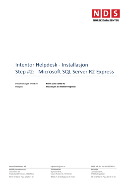 Microsoft SQL Server R2 Express - Intentor Helpdesk