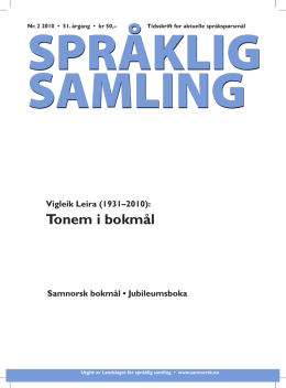Tonem i bokmål - Landslaget for språklig samling