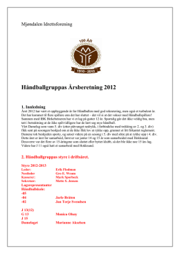 Årsberetning 2012 - Håndball