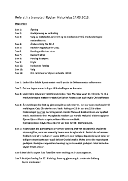 Årsmøtereferat 2013 - Røyken Historielag