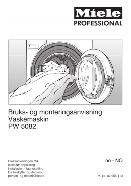 Bruks- og monteringsanvisning Vaskemaskin PW 5082