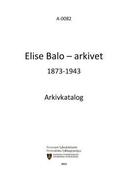 Elise Balo 1873-1943