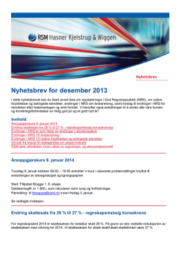 Nyhetsbrev for desember 2013 - RSM Hasner Kjelstrup og Wiggen