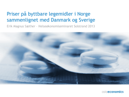Priser på byttbare legemidler i Norge, Sverige og Danmark