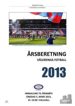 vålerenga fotball årsberetning 2013.