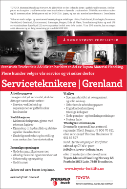 Serviceteknikere | Grenland - Toyota Material Handling Norway
