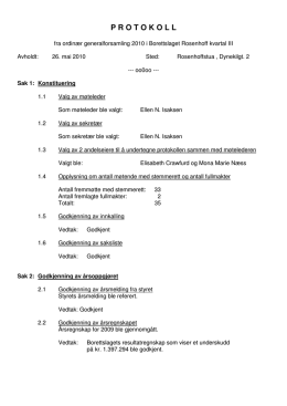 Protokoll fra ordinær generalforsamling 26.05.2010