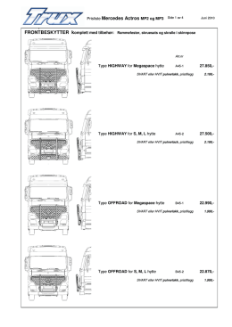 Prisliste Mercedes Actros MP2 og MP3 Side 1 av 4