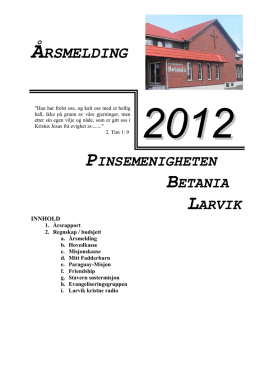 Årsrapport 2012 - Betania, Larvik