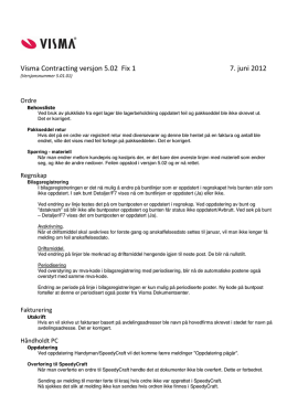 Visma Contracting versjon 5.02 Fix 1 7. juni 2012