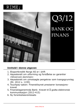 Nyhetsbrev bank og finans Q3/2012