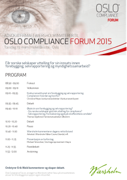 OSLO COMPLIANCE FORUM 2015