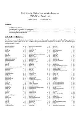 Niels Henrik Abels matematikkonkurranse 2013–2014. Resultater