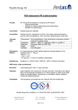 Pipelife Norge AS FDV-dokument PE trykkrørsdeler