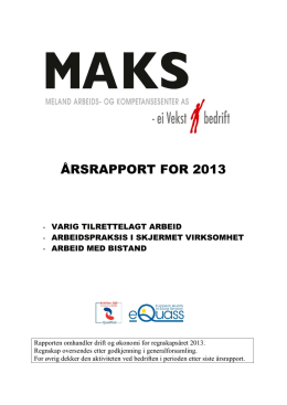 ÅRSRAPPORT FOR 2013