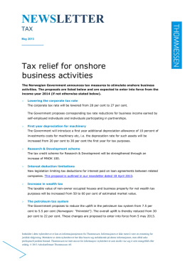 Tax relief for onshore business activities