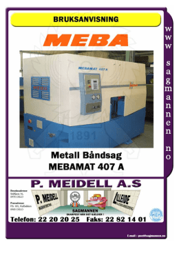 P. Meidell AS - Bruksanvisning for Meba Mebamat 407 A