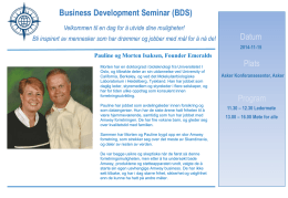 Business Development Seminar (BDS) Datum Plats Program