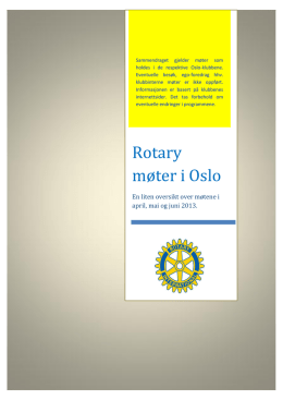 Rotarymøter i Oslo 2. kvartal 2013