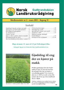 Medlemsskriv nr 2 - mars 2011 - Norsk Landbruksrådgiving