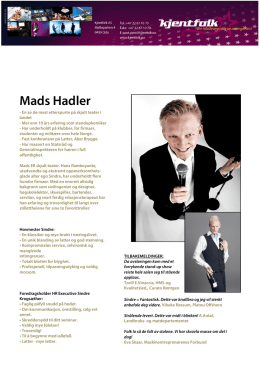 Mads Hadler - Kjentfolk.no