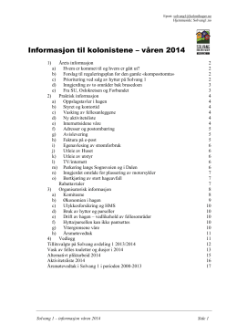 Vårskrivet 2014 - Solvang kolonihager – avdeling 1