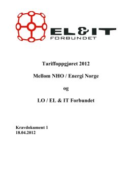 Tariffoppgjøret 2012 Mellom NHO / Energi Norge
