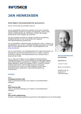 CV Jan Henriksen - INFOSEC